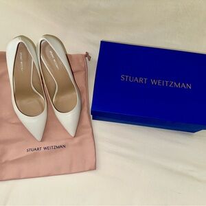 Stuart Weitzman Leigh 95 White Leather Pump